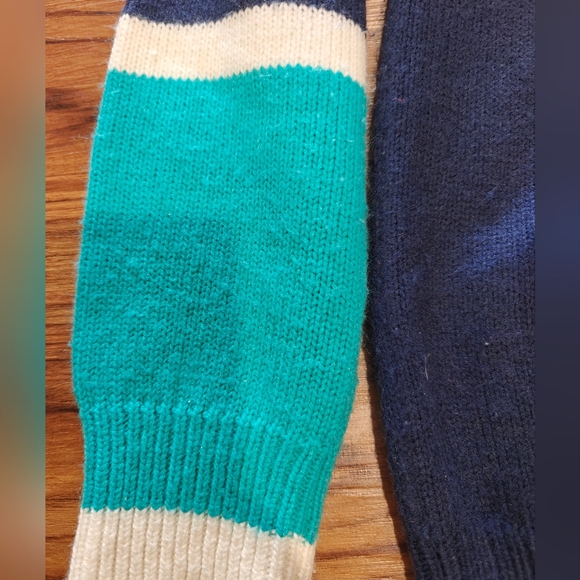 Lacoste V-Neck Sweater in Teal and Navy - Picture 6 of 8